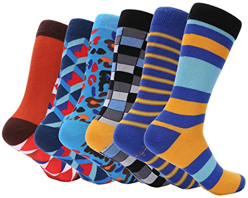 Mio Marino Men's Dress Socks - Colorful Funky Socks for Men - Smart Ensemble - 6 Pack - Sock Size: 10-13