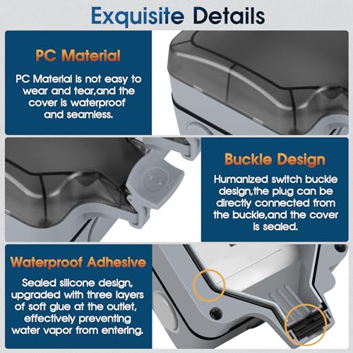 XINYIELE Outdoor Outlet Box Waterproof,Outdoor Power Outlet Box,Waterproof Ip66 Power Outlet,Outdoor waterproof socket,15A 250V Outdoor Plug Socket, in Use Outdoor Outlet Cover (Double Plug Socket)