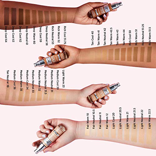 IT Cosmetics Your Skin But Better Foundation + Skincare, Medium Cool 34 - Hydrating Coverage - Minimizes Pores & Imperfections, Natural Radiant Finish - With Hyaluronic Acid - 1.0 fl oz