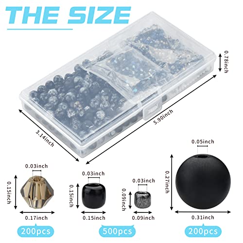 Glass Beads for Jewelry Making, 900pcs Red Beads Jewelry Making kit, 8mm Round Assorted Beads with Bicone Beads and Seed Beads for Bracelet Making