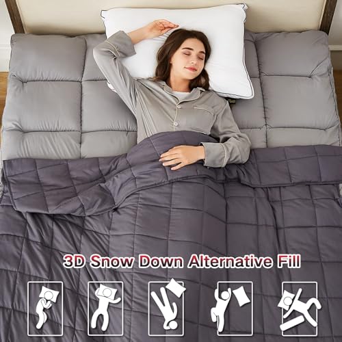 Homemate Twin XL Mattress Topper, 1800TC Cooling Mattress Pad Cover for Deep Sleep, Extra Thick 3D Snow Down Alternative Overfilled Plush Pillow Top with 8-21 Inch Deep Pocket - Twin XL, Grey