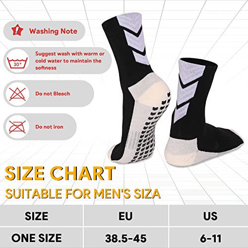 KRICJYH Youth Soccer Socks for Men Athletic Socks 1 Pack Black Socks Non Slip Cushion Crew Training Soccer for Basketball Baseball
