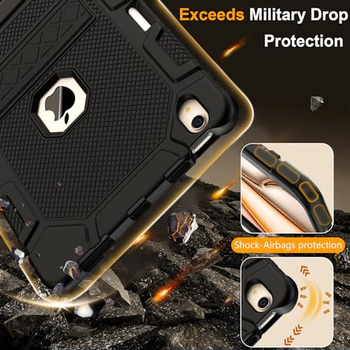 Rantice iPad Air Case 11-inch M2 (2024) /iPad Air 5th/4th Gen 10.9", Shockproof Rugged Case with Kickstand & Pencil Holder, Drop Protection, Compatible with iPad Air 6th/5th/4th Gen, Black