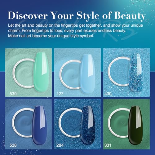 AZUREBEAUTY Dip Powder Nail Set Orange Gold Red Shimmery Green Glitter Fall Autumn Dark 6 Colors Dipping Powder Starter Kit French Pumpkin Maple Nail Art Manicure DIY Salon, No Need Nail Lamp Cured
