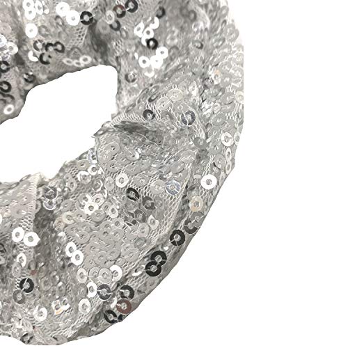 PNEIFON 4 Pack Hair Scrunchies, Sequin Scrunchies Elastic Stretch Sparkly Glitter Fashion Scrunchie Hair Tie Ponytail Holders Bun Cover for Girls and Women (style1)