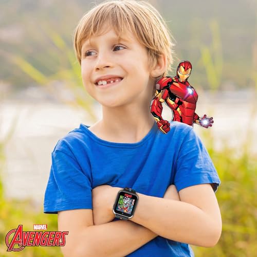 Accutime Kids Marvel Avengers Black Educational Touchscreen Smart Watch Toy for Girls, Boys, Toddlers - Selfie Cam, Learning Games, Alarm, Calculator, Pedometer and more (Model: AVG4597AZ)