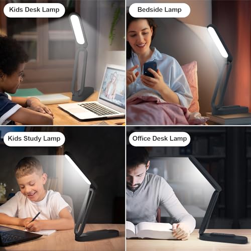 Giryuhd LED Desk Lamp for Office Home & Battery Operated Lamp Rechargeable Lamp Foldable & Portable Light, LED Desk Light Strip, 3 Brightness Dimmable Small Desk Lamp Wireless Reading Lamp(2PACK)