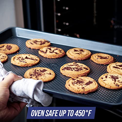 Blue Diamond Bakeware Diamond Infused Ceramic Nonstick, 2 Piece 18" x 13" Half Cookie Sheet Baking Pan Set, Dishwasher and Freezer Safe, PFAS-Free, Blue
