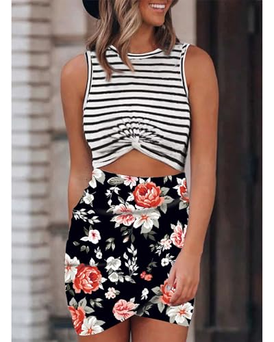 BTFBM Women 2025 Summer Sleeveless Casual Crewneck Bodycon Tank Dress Cutout Twist Slim Wrap Club Party Evening Dresses(Tie Dye Purple Red, Small)