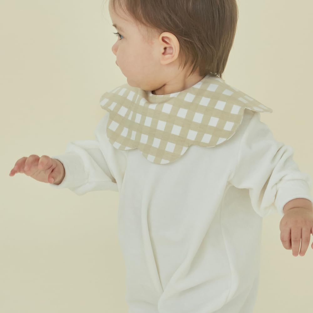 Konny Baby Bibs 5-Pack, 360 ° Rotate, New Year Gifts, Soft and Absorbent Bandana Drooling for Boys Girls baby Essentials(Set 5 - Mint, Pink, Beige, Wine Dot, Creamy Gingham)