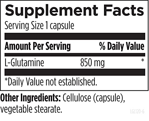 Designs for Health L Glutamine Capsules - 850mg Vegetarian Amino Acids Supplement to Support Muscle Recovery, Digestive, Immune + Gut Health - Non-GMO + Gluten Free (120 Capsules)