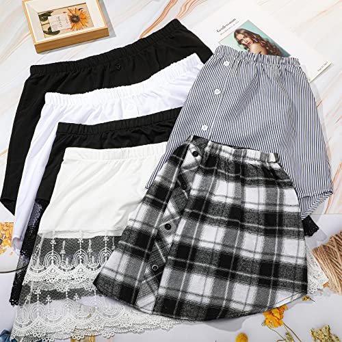 Unittype 6 Pcs Shirt Extender for Women Adjustable Half Slip Mini Short Extenders with Button Fake Top Lower Sweep(L,Elegant)