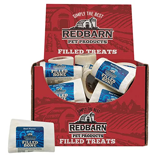 Redbarn Filled Dog Bones Peanut Butter, Cheese N' Bacon, Beef, Natural Long-Lasting Dental Treats; Suitable for Aggressive Chewers. Beef, Small 3" - 1 Bone