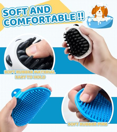 ROBATUN Dog Bath Brush Pet Massage Shampoo Brush Dog Scrubber for Bath Dog Washing Brush Scrubber Pet Bath Massage Brush with Soft Silicone Bristles for Puppy Dog Cat Grooming Cleaning Blue