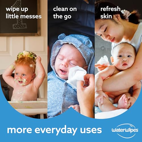 WaterWipes Plastic-Free Original 99.9% Water Based Wipes, Unscented & Hypoallergenic for Sensitive Skin, 60 Count (1 pack)