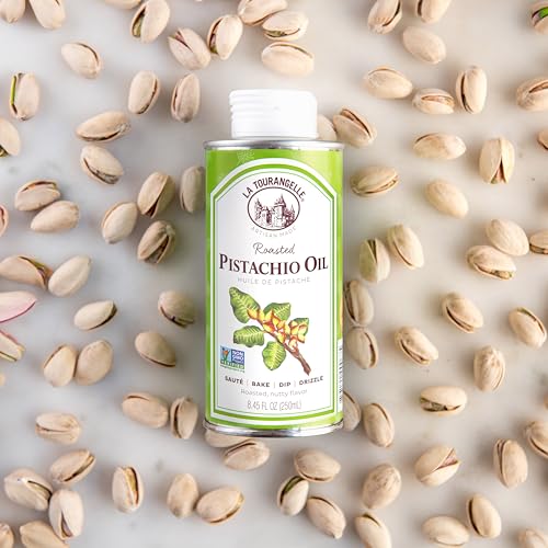 La Tourangelle, Roasted Pistachio Expeller-Pressed Oil for Cooking, Baking, and Beauty, Adds Flavor to Vinaigrettes, Sauces, Marinades, Green, 8.45 Fl Oz