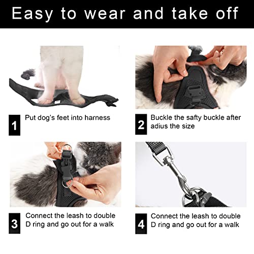 TwoEar Cat Harness Escape Proof, Soft Dog Vest Harness Adjustable, Breathable Mesh Step-in Puppy Walking Jacket Reflective Easy Control for Extral Small Pets for Outdoor Walking(XXXS, Black)