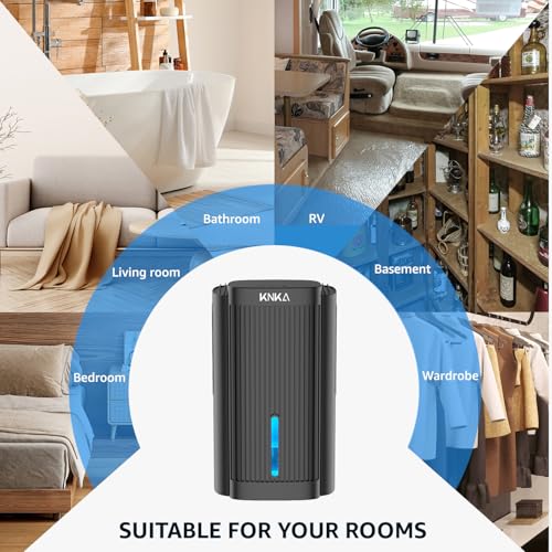 Dehumidifier,95 OZ Water Tank, (850 sq. ft) Quiet Dehumidifier for Basement, Bathroom, RV, Closet, Bedroom with Auto Shut Off, Sleep Mode,7 Colors LED Light, Dehumidifiers for Home (Black)