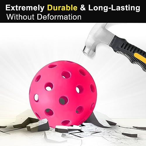 kisportee Pickleballs Balls, Outdoor Pickleball Ball with Mesh Bag for Sport Outdoor Play, High Elasticity & Durable USAPA Approved Pickleballs for All Style Pickleball Paddles (Pink)