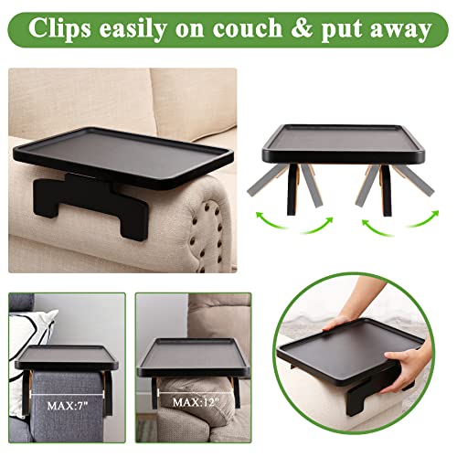SINWANT Sofa Arm Tray, Bamboo Couch Arm Tray for Couch Armrest,Sofa Clip on Tray Table for Home Living Room Snack & Drink Remote, Clip on Couch Tray