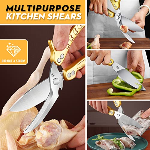 Heavy Duty Poultry Shears with Serrated Edge - For Chicken, Bone, Meat, Turkey, Fish - No Rust, Spring Loaded, Stainless Steel Kitchen Scissors