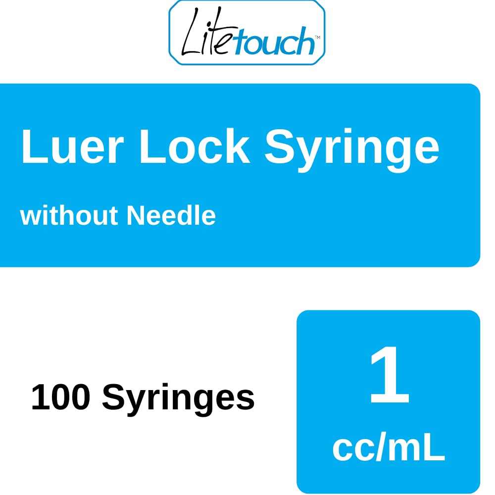 Litetouch 1ml Luer Lock Syringe, Sterile, Individually Sealed - 100 Syringes per Box (no Needle)