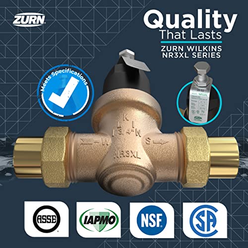 Zurn Wilkins 1-NR3XLDUC 1" NR3XL Pressure Reducing Valve with Double Union FNPT Copper Sweat Connection