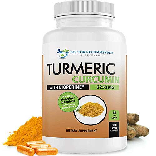 Turmeric Curcumin with Triphala - 2250mg/d - Veggie Caps - 95% Curcuminoids with Black Pepper Extract (Bioperine) - 750mg Capsules - 100% Organic - Most Powerful Turmeric Supplement (180 Count)