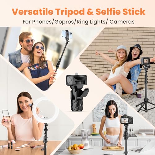 Phone Tripod, 70" Tripod Stand for Phone & Camera, Phone Tripod Stand with Remote and Phone Holder, Cell Phone Tripod for Recording/Vlogging/Live Streaming, Compatible with iPhone & GoPro