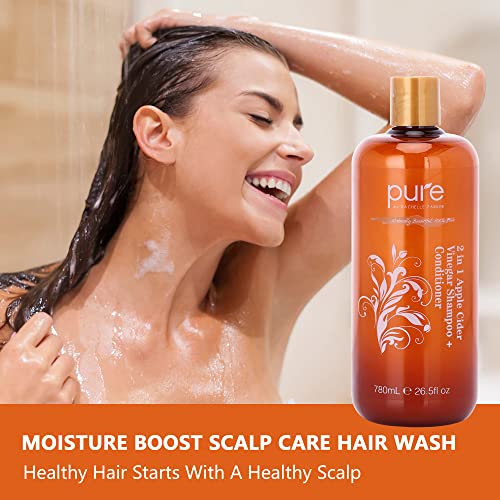 Apple Cider Vinegar 2-in-1 Shampoo & Conditioner Set - For Damaged Hair & Dandruff Control. Sulfate-Free Formula