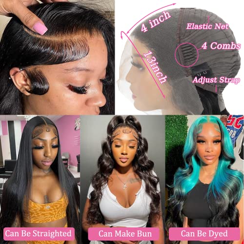 YELHADU Ombre Lace Front Wig Human Hair 1B/30 Highlight HD Frontal Glueless Wigs Human Hair Colored Ombre Brown 180 Density 13x4 Body Wave Lace Front Wigs Human Hair Pre Plucked 22 Inch