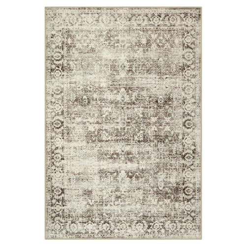 Lahome Black Washable Runners for Hallways,Boho 2'6"x10' Kitchen Runner Rugs Non Skid Washable Indoor Bathroom Runner Rug,Distressed Carpet Runner for Bedroom Entryway Foyer(2'6"x10', Black/Grey)