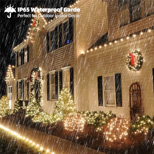 Tcamp 105FT 300 LED Battery Operated Christmas Lights with Remote Timer Memory Function, 8 Modes Battery String Lights for Christmas Tree Bedroom Wreath, Warm White