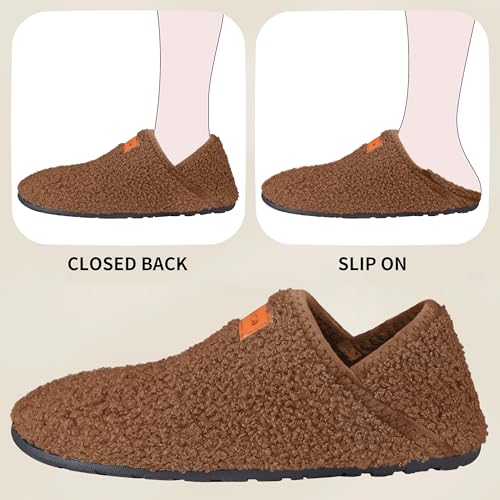 OBBYCO Women's Men's Fuzzy Fur Slippers Casual House Shoes Non Slip Barefoot Slipper Socks Warm Closed Back Indoor Outdoor Shoes