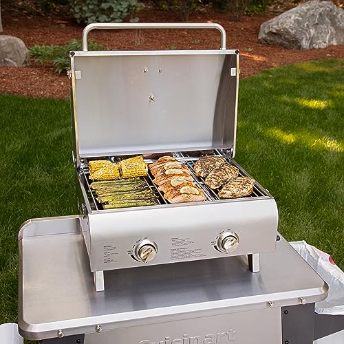 Cuisinart CGG-306 Chef's Style Portable Propane Tabletop 20,000 BTU Professional Gas Grill + Cuisinart CCB-1000 Grill Renew Steam Cleaner Brush