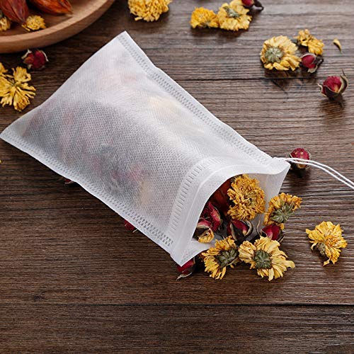 400 Pcs Tea Filter Bags Disposable Empty Tea Bags Cotton Drawstring Seal Tea Infusers Bag for Loose Leaf Teal(3.54 x 2.75 inch)