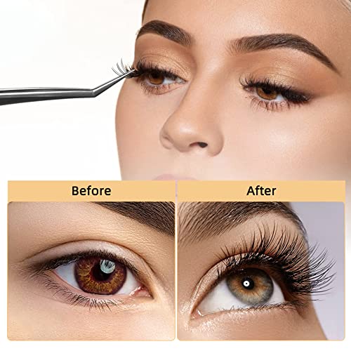 QUEWEL Cluster Lashes 72 Pcs Wide Stem Individual Lashes C/D Curl 8-16mm Length DIY Eyelash Extension False Eyelashes Natural&Mega Styles Soft for Personal Makeup Use at Home (Natural-D-18)