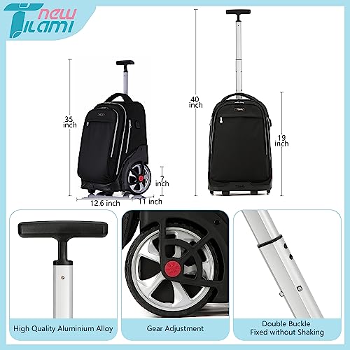 NEW TILAMI Rolling Backpack 19 inch Teens Rolling Backpack Cute Wheeled Computer Laptop Backpack Bookbag Roller Travel Bag College with Sneakers Bag, Yellow Graffit