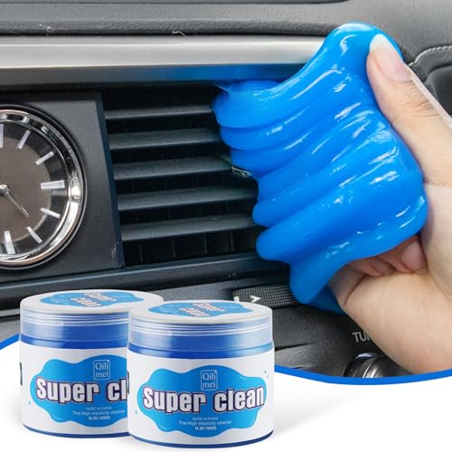 JUSTTOP 2 Packs Universal Cleaning Gel for Car, Detailing Putty Gel Detail Tools Car Interior Cleaner Laptop Cleaner(Blue)