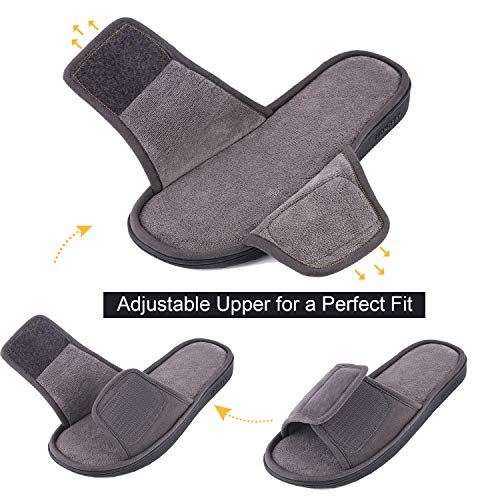 LongBay Men's Comfy Memory Foam Slide Slippers Breathable Micro Suede House Shoes (Small / 7-8 D(M) US, Gray)
