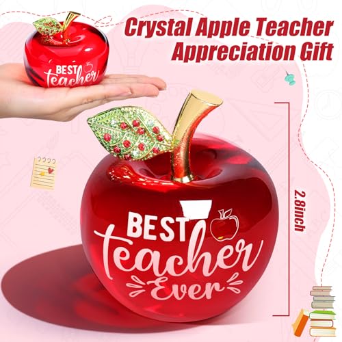 Yookeer Teacher Appreciation Gift for Women Thank You Teacher Retirement Graduation Gifts First Day of School Thank You Paperweight Acrylic Keepsake for Office Classroom(Thanks,4 Inch)