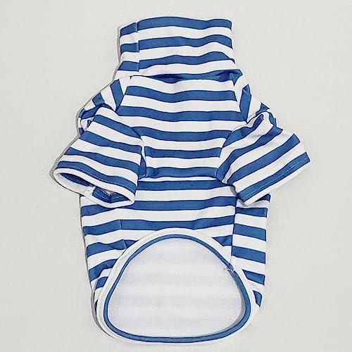 Turtleneck Dog Sweater Cute Doggie Embroidery Super Soft Dog Sweatshirt Dog Shirt Stretchy Striped Puppy Pullover for Cats Small Medium Large Dog (Black Striped, X-Small)