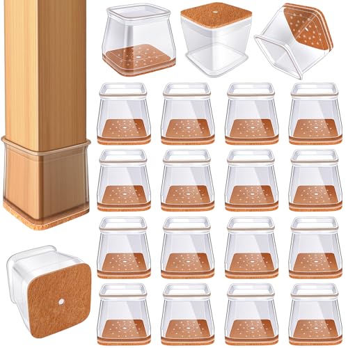 24 Pcs Chair Leg Floor Protectors for Hardwood Floors Silicone Covers to Protect Wood Tile Floors Scratches Felt Pads Furniture Leg Caps No Noise (Fit:0.5"-0.89")