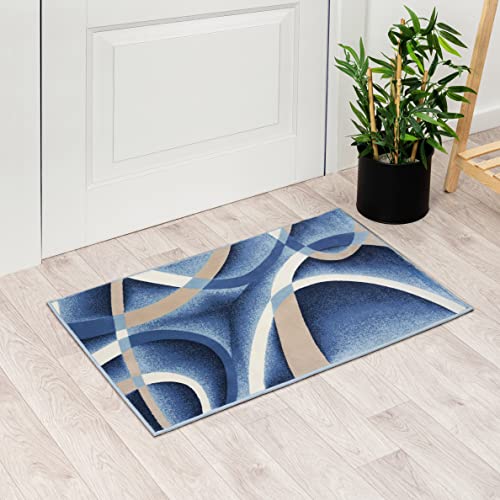 2305 Geometric Abstract Beige 2x7 Area Rugs for Entryway