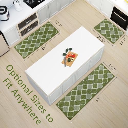 Villsure Kitchen Rugs and Mats, Non Skid Kitchen Runner Rug Absorbent Resist Dirt Kitchen Floor Mat Comfort Standing Mat Made of 100% Polypropylene Machine Washable,17.7"x47",Black