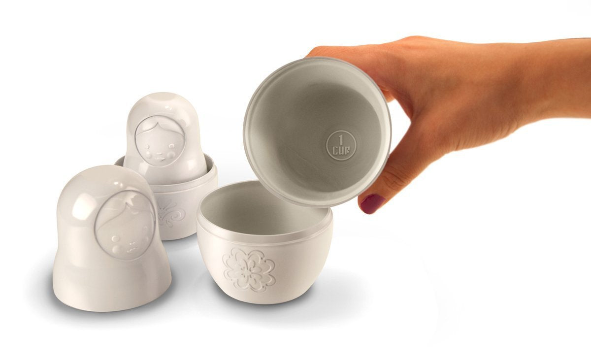 Genuine Fred M-CUPS Matryoshka Measuring Cups, Set of 6, Russian Doll Nesting Measuring Cups, White