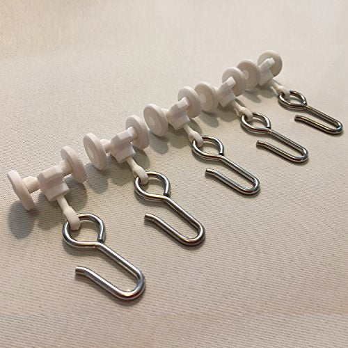 Room/Dividers/Now Curtain Track Roller Hooks - Curtain Rail Ceiling Gliders Set - Plastic Body and Wheels with Steel Hook - Glider Hooks for Curtains (Pack of 10)
