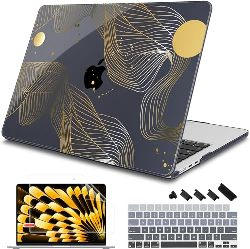 Mektron Designed for 2024/2023 MacBook Air 15 INCH M3 A3114 /M2 A2941 Case, Printed Plastic Hard Shell Cover with 15.3" Liquid Retina Display Touch ID, Glittering Butterfly