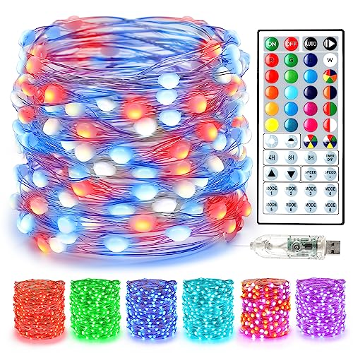 BrizLabs Halloween Fairy String Lights, 33ft 100 LED Color Changing Christmas Fairy Lights with Remote Timer, USB RGB Halloween Lights Dimmable Twinkle Xmas Tree Light for Xmas Halloween Party Wedding