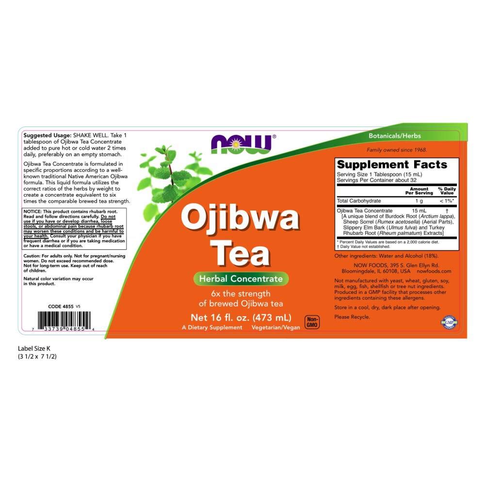 NOW Foods Supplements, Ojibwa Tea Concentrate, 6x the strength of brewed Ojibwa Tea, Herbal Concentrate, 16-Ounce